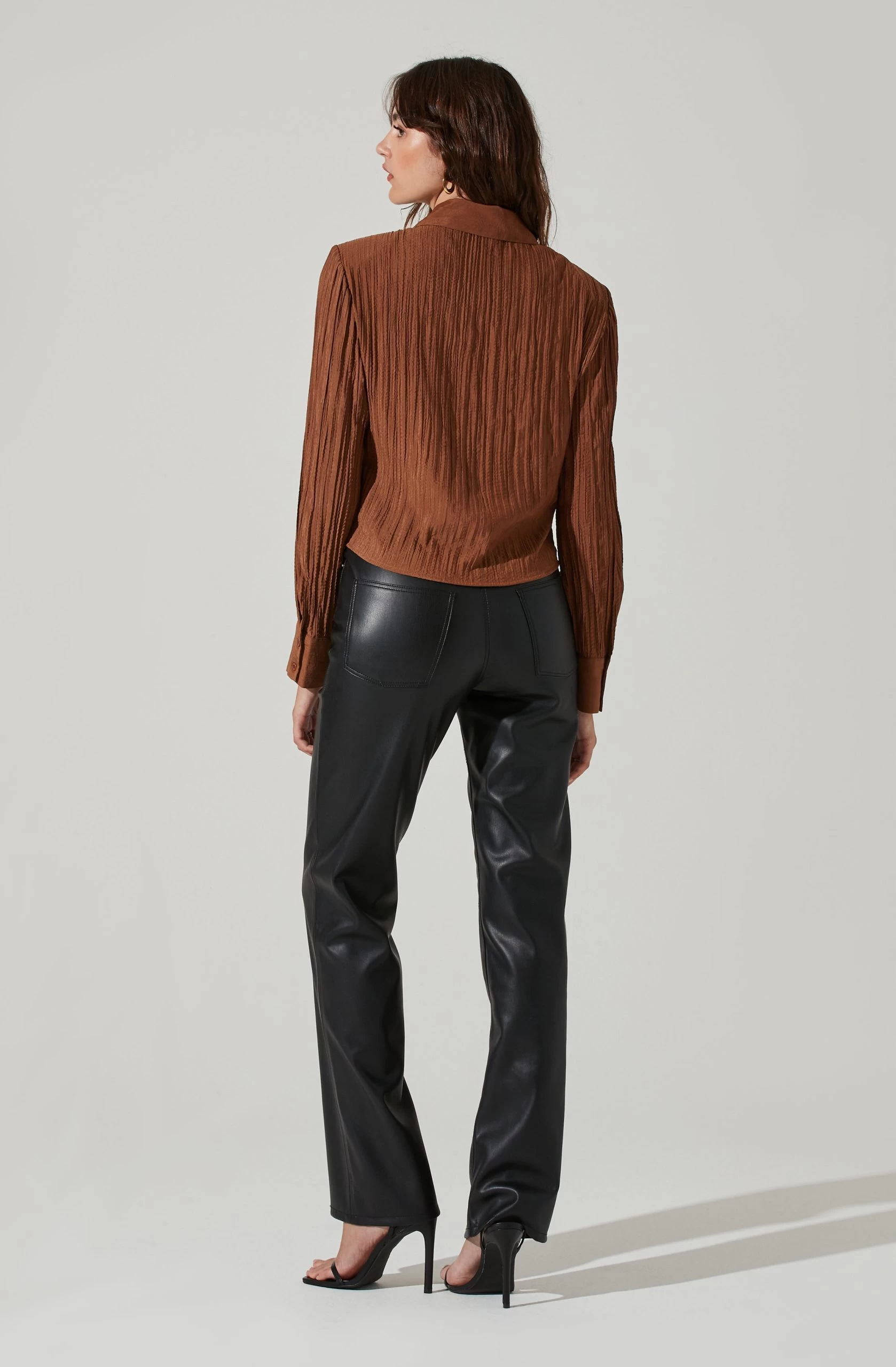 Textured Ruched Button Up - Image 10