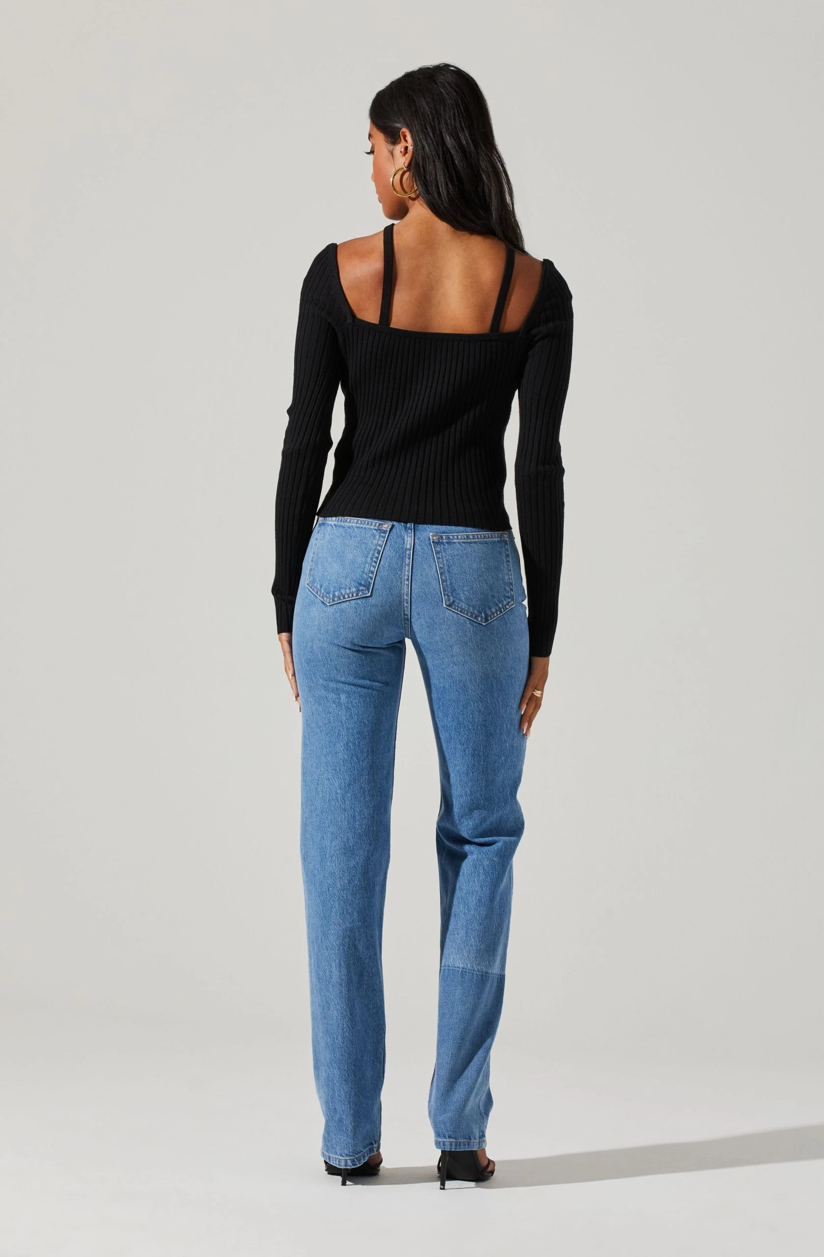 Criss Cross Long Sleeve Ribbed Sweater - Image 4