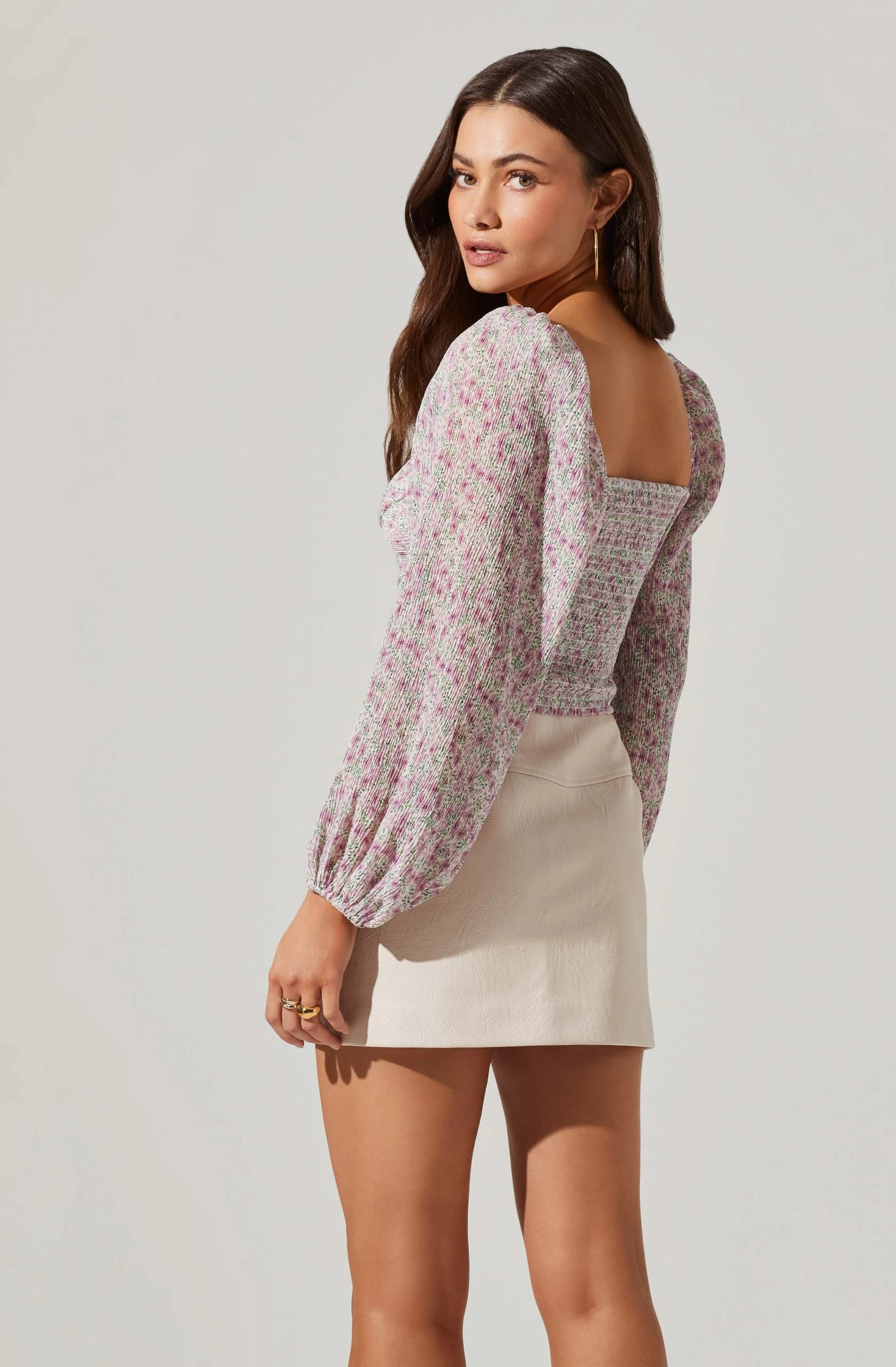 Long Sleeve Plisse Cross Bust Top - Image 9