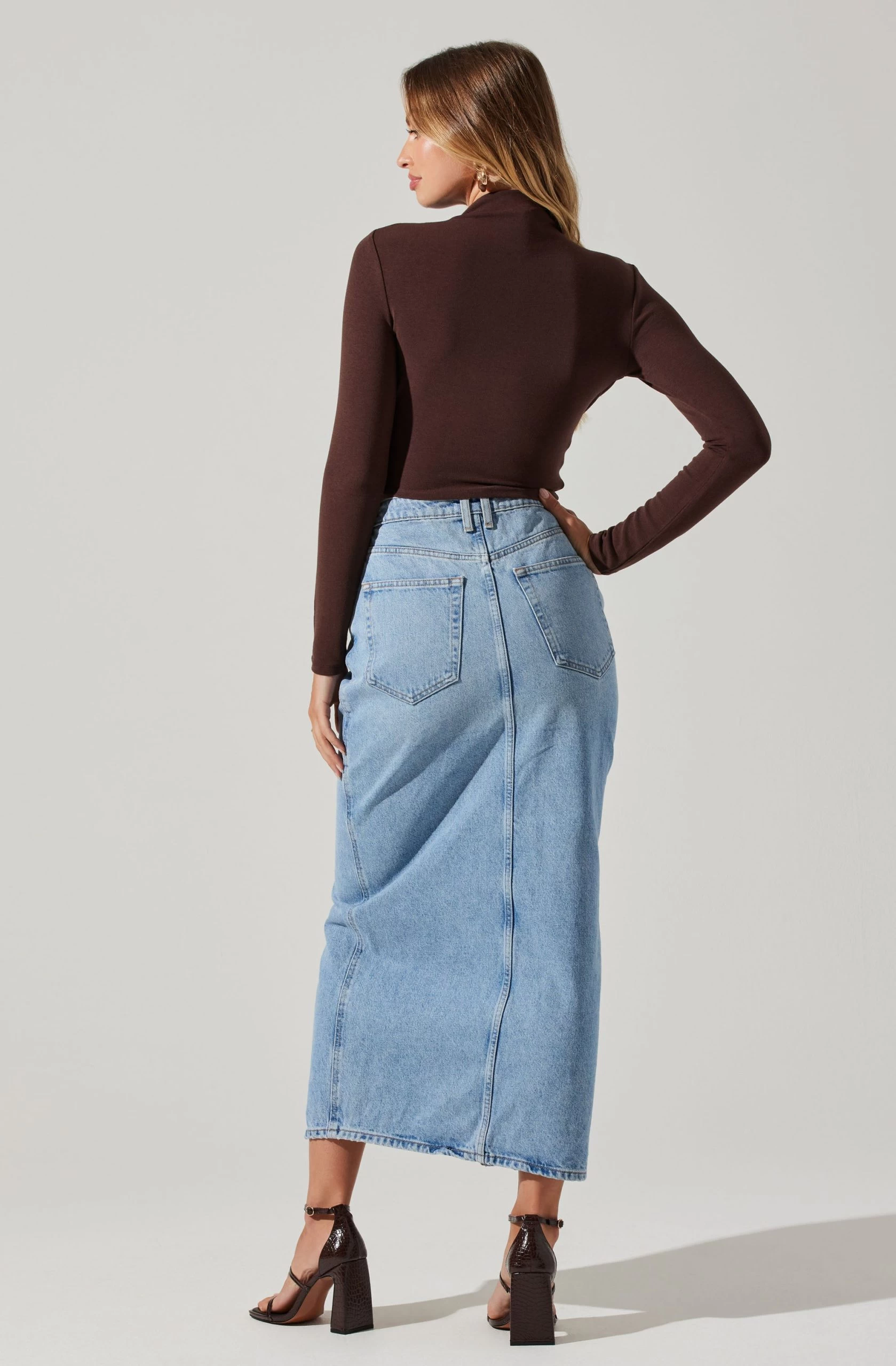 Asymmetrical Pleated Cutout Mock Neck Top - Image 11