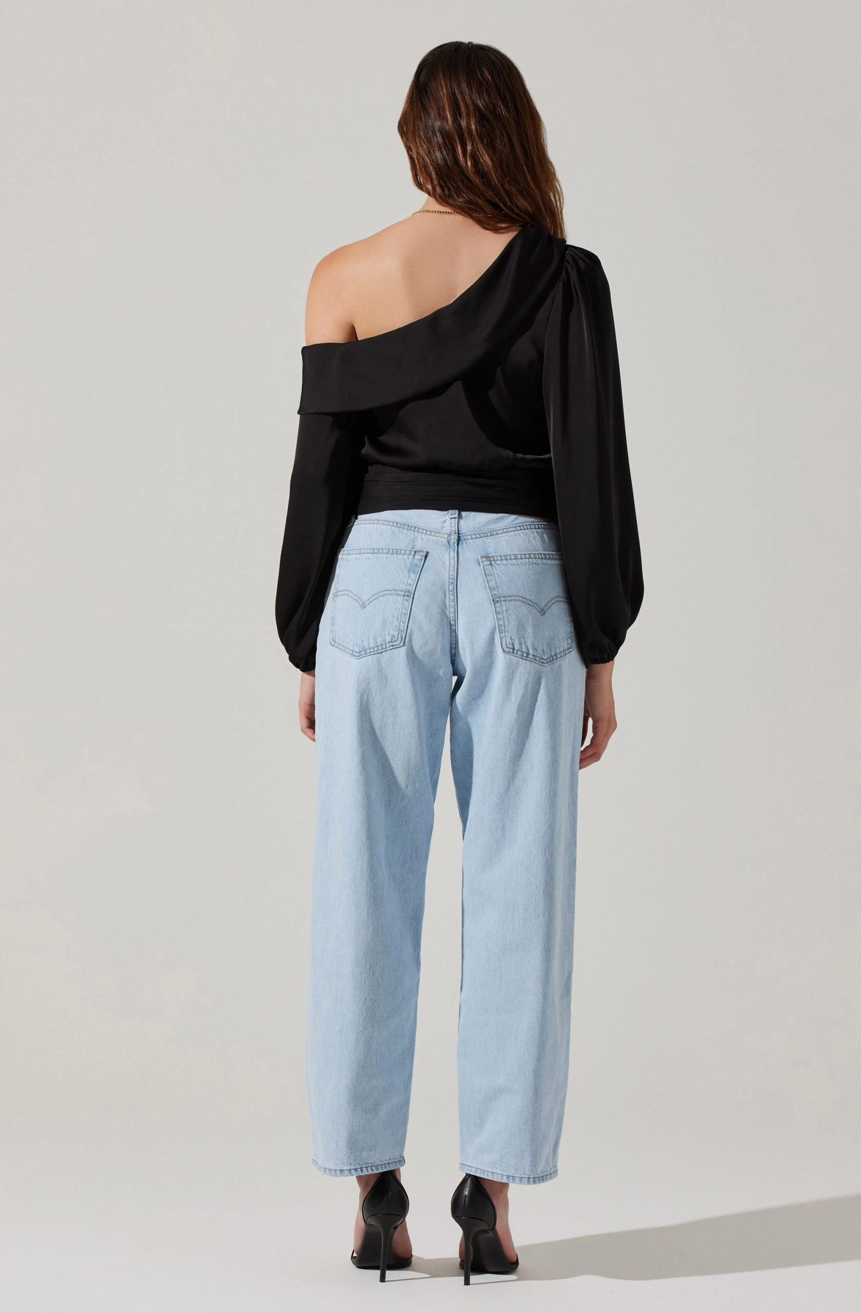 Asymmetrical Cinched Waist Long Sleeve Top - Image 5