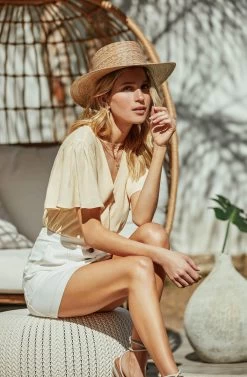 Flutter Sleeve Surplice Floral Top