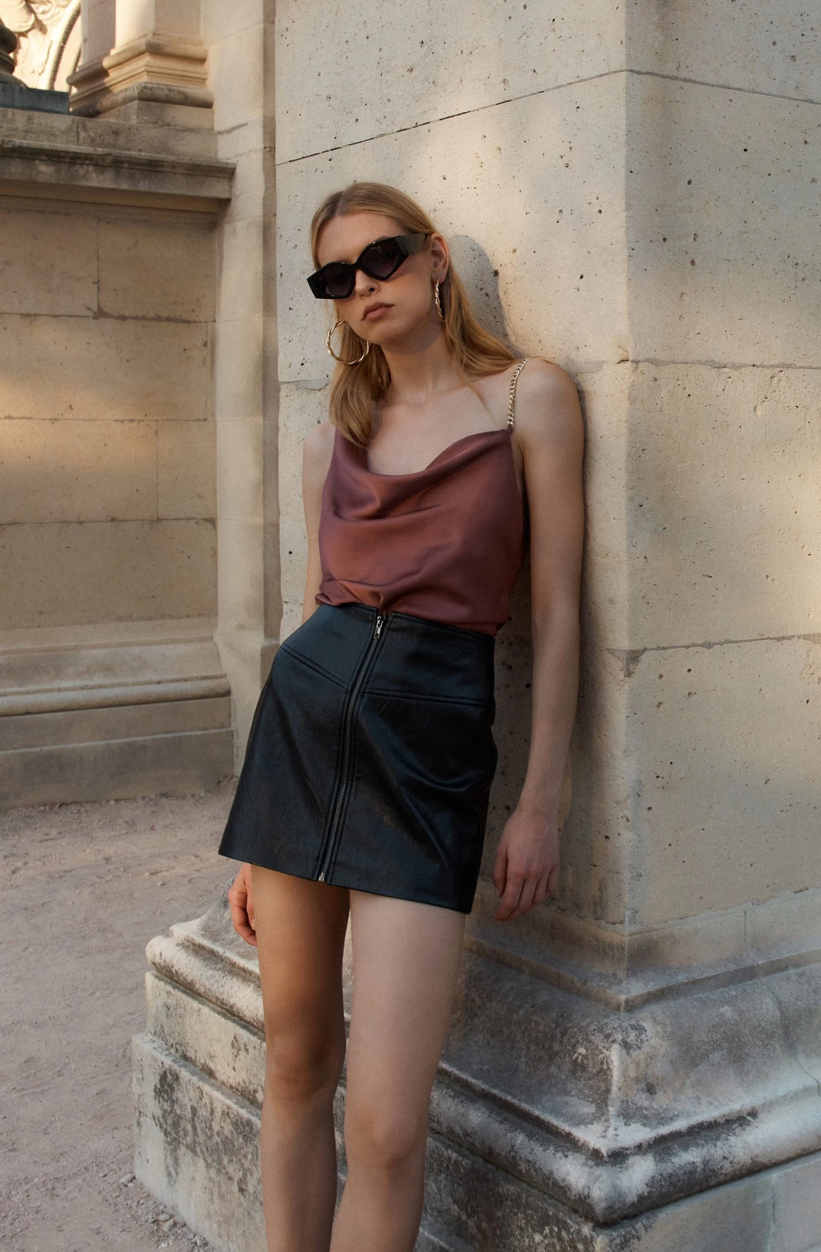 Larisa Satin Rhinestone Strap Top - Image 7