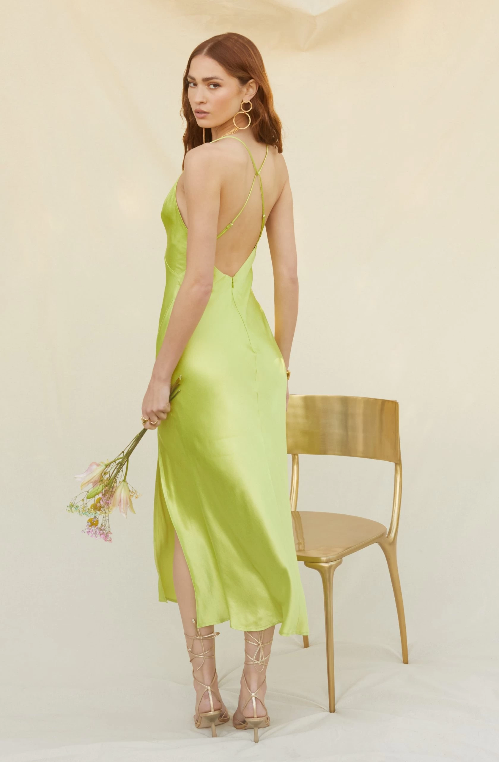 Cassandra Satin Midi Dress - Image 9
